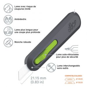 CUTTER AUTO RETRACTABLE AMBIDEXTRE LAME CERAMIQUE 10554 - SLICE 2